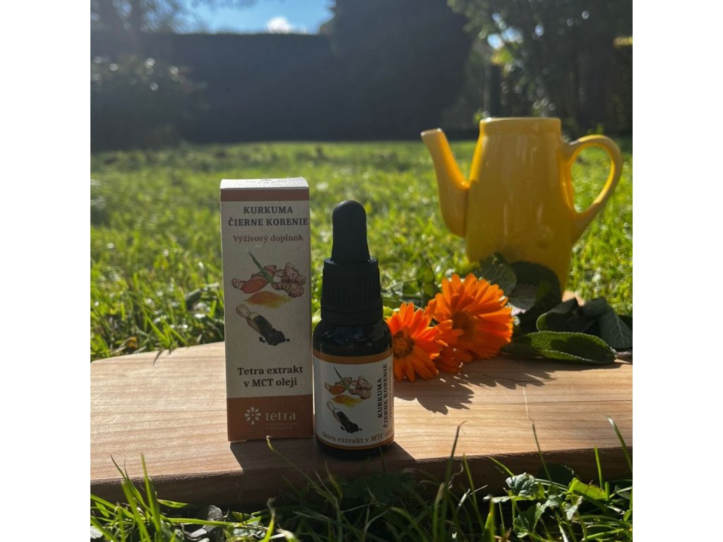 Terapeutické kvapky s tetra extraktom z koreňa kurkumy pravej a čierneho korenia